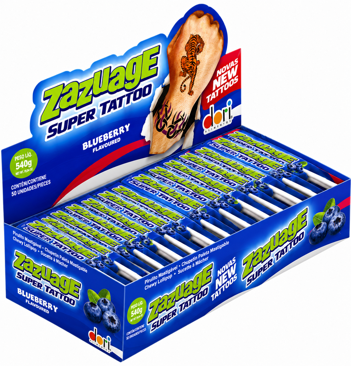 Lízátka - ZAZUAGE s tetováním Borůvka 10,8g