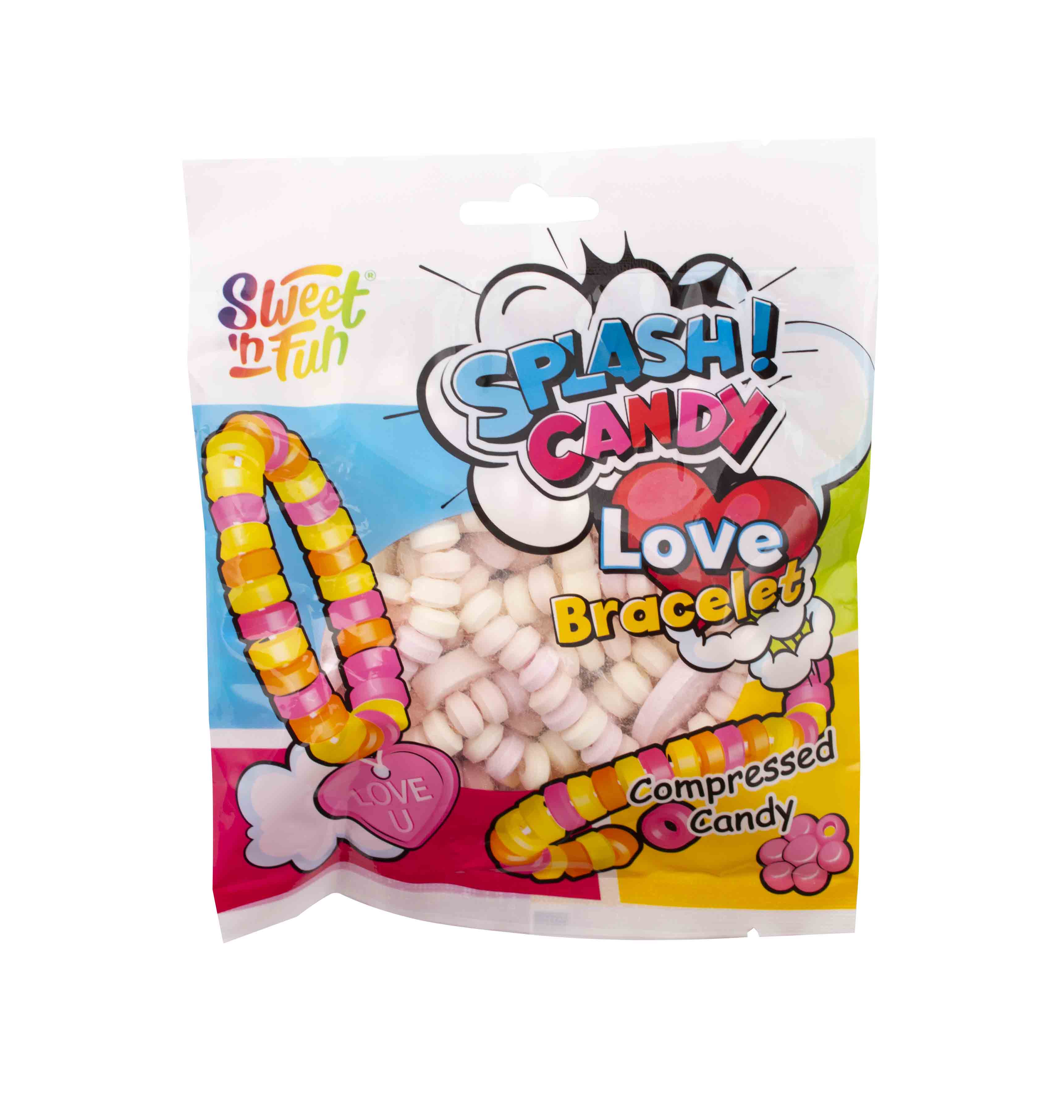 Lipové náramky s přívěškem Splash Candy Love Bracelet balené v sáčku 100g